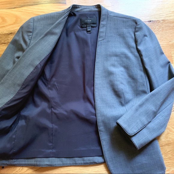 J. Crew Collarless Grey Blazer - Picture 2 of 4